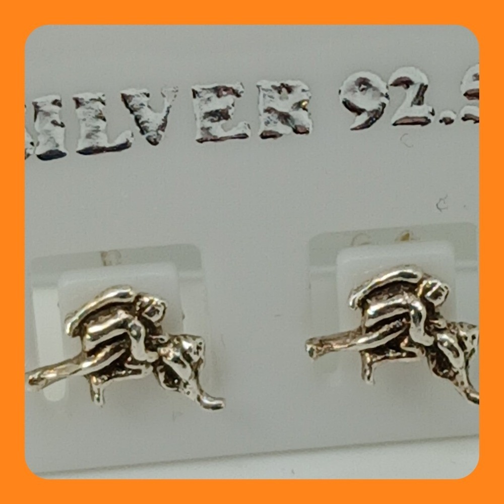 Vintage 1990s Erotic Kama Sutra Stud Earrings 925 Sterling Silver Thailand NOS